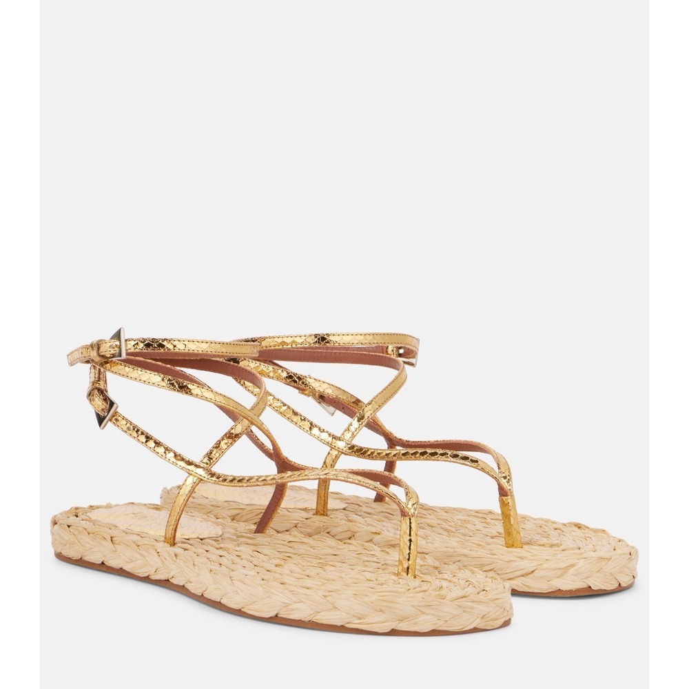 NEW $500 Paris Texas Hydra metallic leather thong sandals Size 37